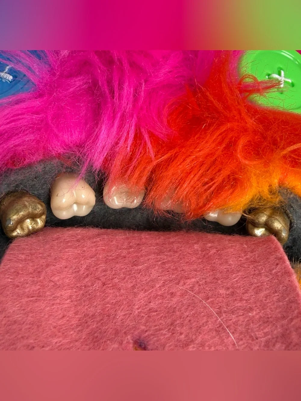 FUGGLER Laboratory Misfits Rainbow Stripe Oogah Boogah Plush Gold Teeth Monster